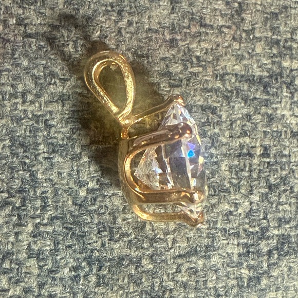 Vintage costume solitaire Sparkling CZ Diamond Pendant rabbit bail - Picture 7 of 9